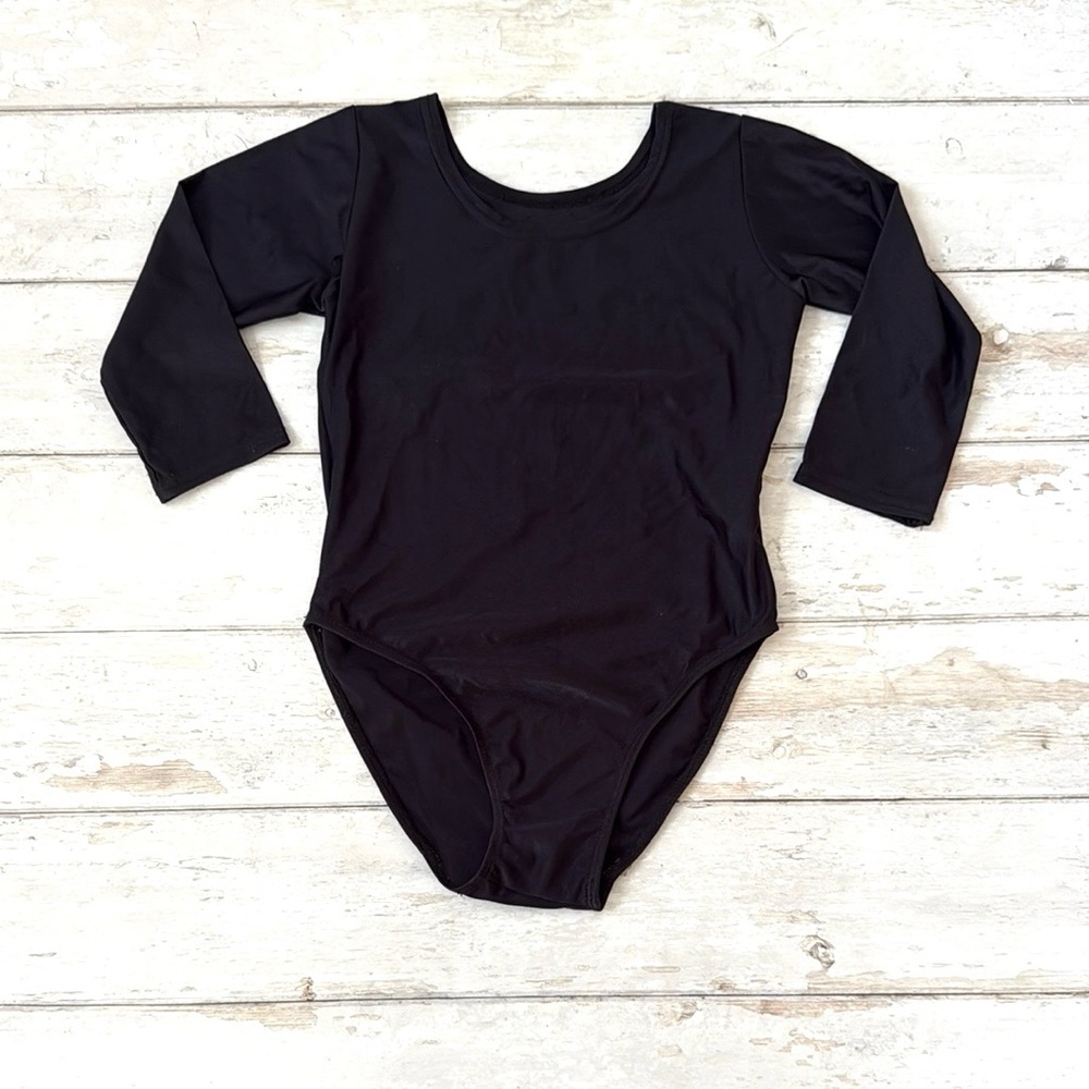 Girls M 10/12 Black Long Sleeve Leotard Dance Rainbeau Bodywear Size 10 12